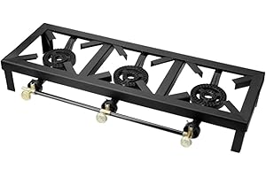 SANHESHUN Outdoor Propane Gas Burner, 3 Burners Patio Yard Camping BBQ Cooking, Portable Heavy Duty Cast Iron Stove