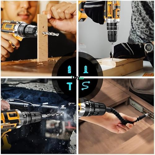 Furadeira e Parafusadeira de Impacto Sem Fio 48V Com LED, 2 Baterias Recarregáveis, Kit 32 Acessórios + Maleta Completa Premium – Alta Potência para Uso Profissional e Doméstico