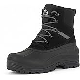 FEWGLEN Men's Snow Boots Warm Winter Boots For Men Waterproof Insulated Mens Fur Lined Hiking Work Shoes Youth Non-slip Black Ankle High-top Shoe 8 Inch Cold Weather