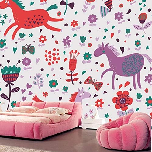 Amazon Co Jp Mznm カスタムアニメーション壁紙 漫画 馬 花柄 子供部屋 リビングルーム 寝室 背景 防水 壁紙 Rcdgsgsa 555615699 ホーム キッチン