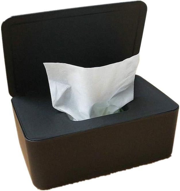 Usuming Tissue Box Cover Rectangular, Household Dustproof Paper Towel Sealed Tissue Box, Living Room C Fold Paper Towel Dispenser (Black)