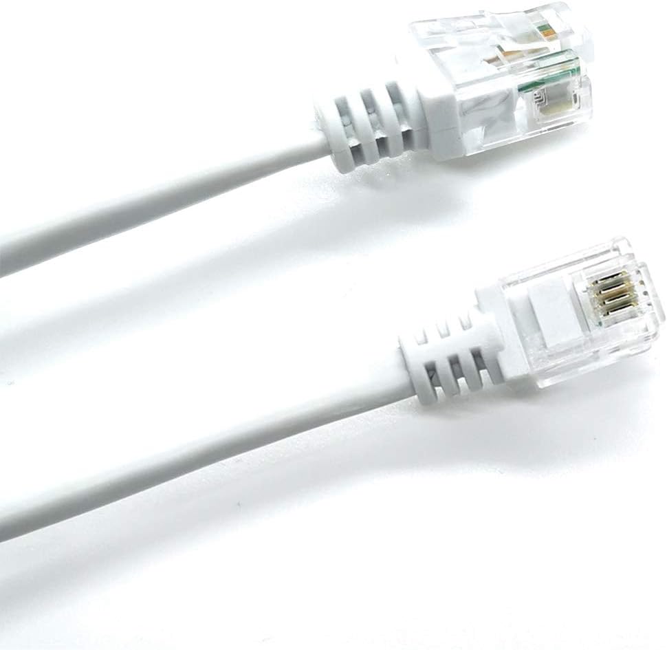 ASNQ RJ11 to RJ11 ADSL Cable 4m High Speed Modem to Phone Socket White