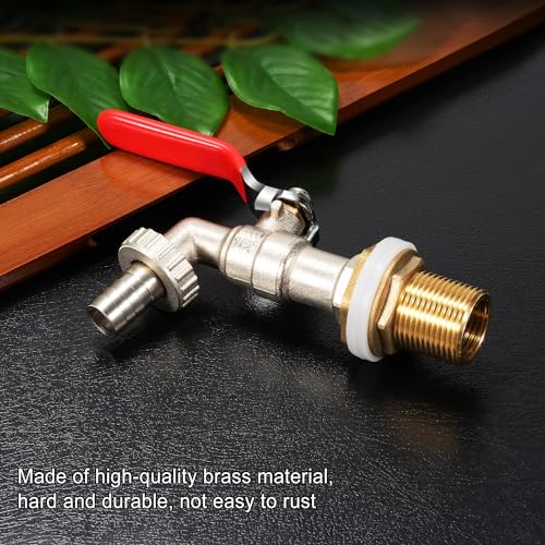 Drado 1/2'' Pouce Robinet à sphére Avec raccord de tuyau de qualité, Robinet de récupération d'eau sphérique extérieur, d'eau en Laiton, pour seau de pluie, réservoir, réservoir, seau de pluie