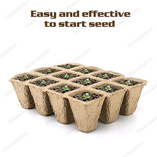 Housolution Seedlings Starter Trays, [10PCS] Biodegradable 12Grids Peat