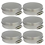 6 Pack of Mighty Gadget (R) Screw Top Round Steel Tin Cans (2 oz)