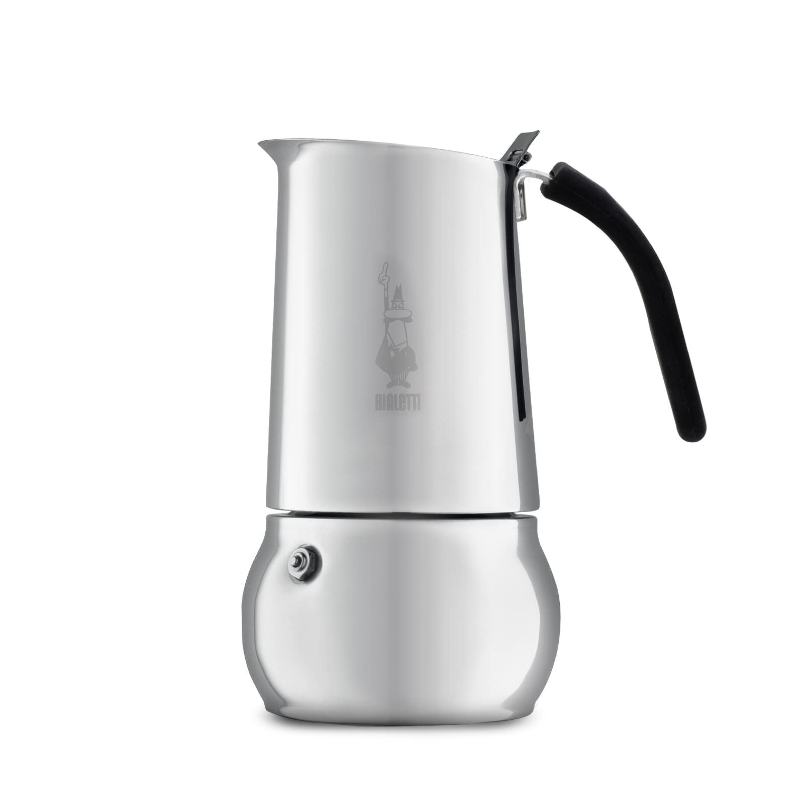 Bialetti Kitty Free-Standing Manual Drip Coffee Maker 10 Cups Black, Stainless Steel ,30 x 20 x 15 cm