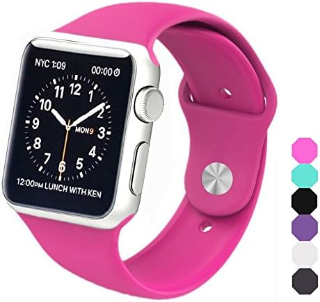 Apple Watch Band, Soft Silicone Sports Replacement Wristband for Apple Watch (Barbie pink, 38mm-S/M)