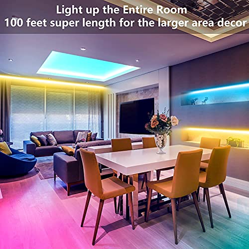 XIER 100ft Led Lights for Bedroom (2 Rolls of 50ft) Bluetooth APP