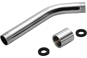 Lwuey Shower Head Extension Arm, Replacement Right Angle Arm Extender 8 Inches Long High Rise Handheld Pipe Chrome Plating Wa