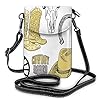 Women Mini Purse Crossbody of Cell Phone，Cowboy Rodeo Accessories Skull Lasso Hat Vintage Wheel Horseshoe