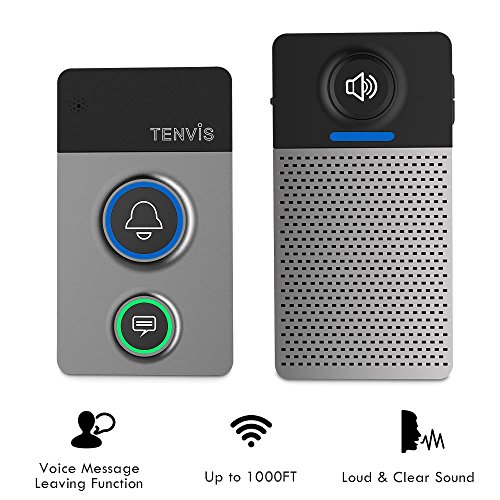 Wireless Doorbell Kit- Wireless Door Chime w/ Voice Message Function, Stylish Wireless Chime kit wit