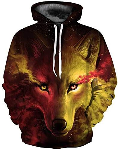 Hycsen 3D Hoodies Lion 3D Printed Sweatshirt Snow Lion Hoodies Sweatshirt