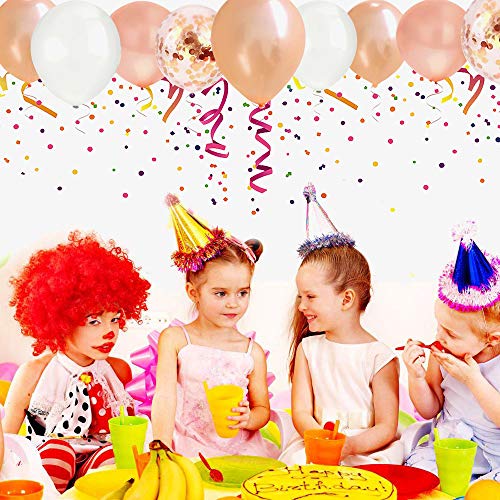 image for Hiquaty Rose Gold Confetti Latex Balloons, 50 pack 12 Inch White Heliu