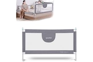 MBQMBSS 58'' Bed Guard Rail for Toddlers, Toddler Bed Rail - Fit for Wide Side of Queen Bed, Baby Bed Rail Guard, Bed Rails for Kids with Double Safety Lock & Extra Y-Shaped Reinforcement Strap