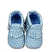 FRILLS Infant Toddlers Baby Boys Girls Soft Soled Fringe Crib Shoes PU Moccasins (0-6 M / 11cm - length, 6cm - width, Baby Blue)