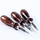 WUTA Leather Edge Beveler,High Carbon Steel Edge Skiving,Leather Wood Handle Leather Tools,Leather Craft Keen Edge Cutting Tool for Beveling,Size 3,1.2mm