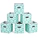 MaidMAX Cloth Storage Cubes, Cube Organizer Bins, Foldable Storage Baskets with Dual Plastic Handles for Home Office Nursery Drawers Organizers, Aqua Flower, Green, 10.5×10.5×11inches, Set of 6
