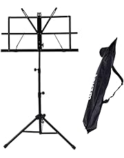 Rayzm leggio robusto portatile e pieghevole leggio in metallo con borsa da viaggio. Altezza regolabile, carico massimo 1,5 kg, leggero e compatto adatto per i viaggi e sistemabile nel ripostiglio