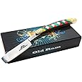 Old Ram Collection Barber Straight Razor Style Manual Folding Knife.. (Red)