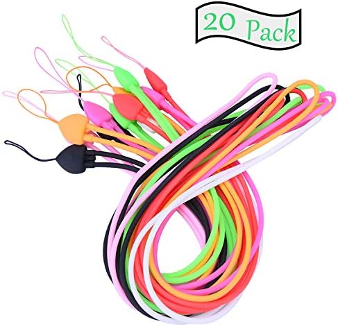 Ancefine 20 Pack 16 Inch Elastic Silicone Neck Lanyard Anti-Lost Long Strap Necklace for ID Card,Badge Holder,Name Tag,Cell Phone Case,Keychain