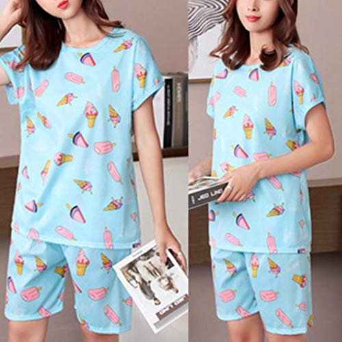 image for JJHYDZ Ice Man made fiber New Women Summer Pajamas Arranged Short Slee