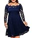 Nemidor Women's Vintage Floral Lace Sleeved Plus Size Cocktail Formal Swing Dress