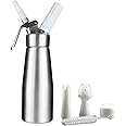 Sivaphe Manual Whipped Cream Dispenser Aluminum 500ML/1 Pint Cream Whipper Fancy Desserts Maker Homemade Gourmet Whip Culinary- Compatible 8-Gram Whip Cream Chargers (Not Included)