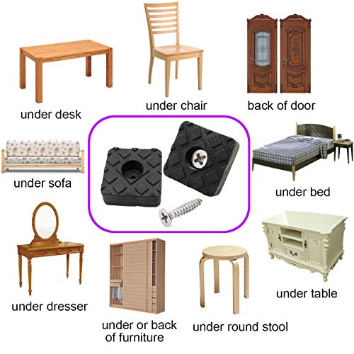 QY 12PCS Black Color Square Shape Rubber Non Slip Non Skid Feet Pad for Table Desk Chair and Sofa - Thumbnail 5