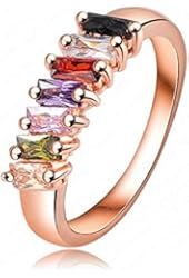 AnaZoz Jewelry Lovely Cool Color Ring 18K Rose Gold/Platinum Plate Swiss Zircon Women Rings