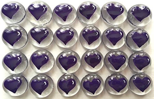 Jazzy Glass Gems, Hand Painted Set of 24, Party Supplies, Party Favor, Decoration, Purple Heart