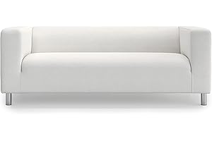 MASTERS OF COVERS Klippan Loveseat Slipcover for The IKEA 2 Seater Klippan Loveseat Sofa Cover Replacement-Cool White