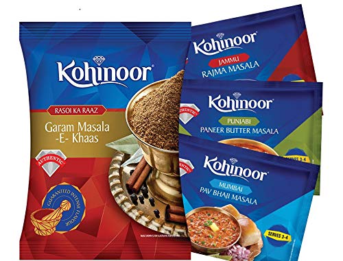 Kohinoor Rajma Masala, 15g with Pav Bhaji Masala, 15g, Paneer Masala, 15g and Garam Masala, 40g Combo Pack