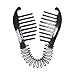 Flexible Interlocking Banana Clip Clincher Interlocking Two Sides Hair Comb - Black