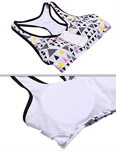 Ekouaer Women痴 Sports Padded Racer Back Tankini Swimsuit (White, L)