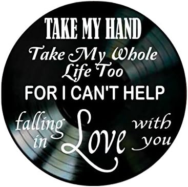 I Can’t Help Falling in Love Song Lyric Art inspired by Elvis Vinyl Record Album Wall Decor