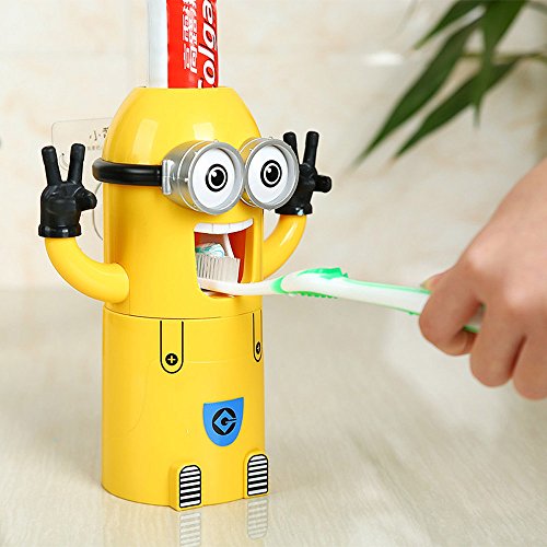 YAH Toothbrush Dispenser Despicable Me Toothbrush Holder Automatic Toothpaste Dispenser Toothpaste Squeezer Dispenser
