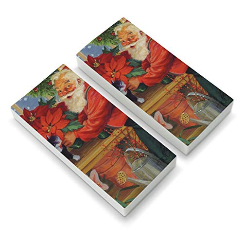 Christmas Holiday Santa in The Greenhouse Eraser Set of 2