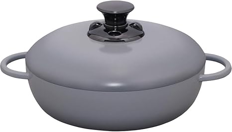 Amazon Co Jp アイリスオーヤマ 両手鍋 無加水鍋 24cm ガス火 Ih対応 浅型 お手入れ簡単 時短 節約 レシピブック付き グレー Gmks 24s ホーム キッチン