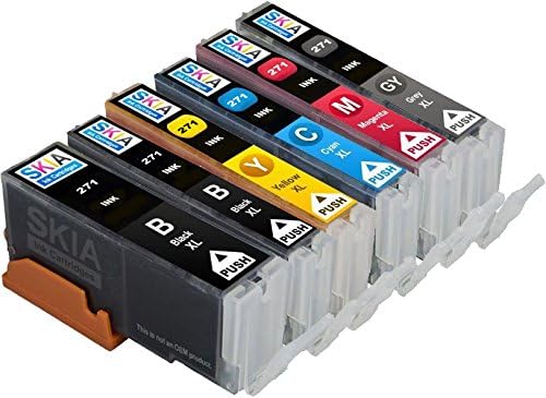 Skia Canon Compatible 6 Pack W/Gray PGI-270 XL CLI-271 XL Ink Cartridge cli270 pgi270 for inkjet printer Pixma MG7720 271xl 270xl Grey gy