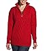 Wool Overs Women's Pure Wool Aran Cable Zip Mock Neck Sweater