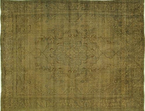 New 10'x13' Overdyed Green-Biege Persian Design Hand Knotted Wool Area Rug H8695