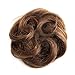Bella Hair 100% Human Hair Scrunchie for Women Messy Bun Up-Do Hair Piece Wavy/Curly Ponytail Extensions (#4 Chocolate Brown/Dark Golden Brown)