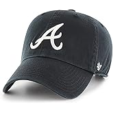 47 Brand MLB Black White Primary Logo Clean Up Adjustable Baseball Cap Hat, Adult One Size Fits All