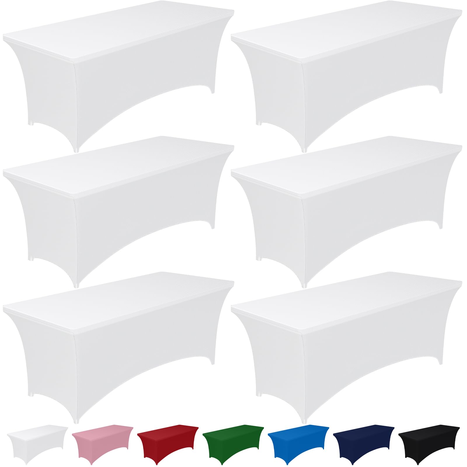 Photo 1 of Pureegg Spandex Tablecloth 6ft - 6 Pack, Fitted and Tight Cloth for Rectangle Table, Wrinkle-Free and Stretch Table Cover for Party, Wedding, Banquet and Birthday, White