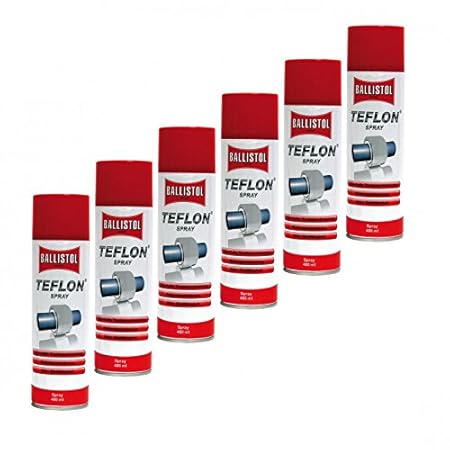 BALLISTOL Teflon® Spray, 6 Dosen a 400 ml Trockenschmierung PTFE Teflonspray 25607