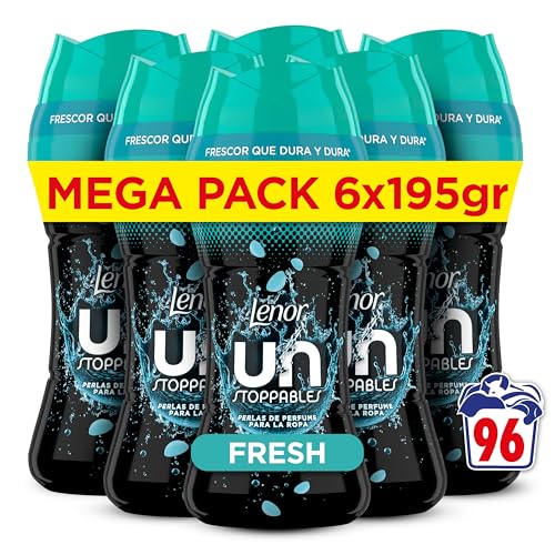 UNstoppables Perlas de Perfume para la Ropa, 96 Lavados (6 x 195g), Suavizante con Fragancia Fresca, Potenciador de Frescor