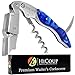 HiCoup Kitchenware Wine Opener - Professional Corkscrews for Wine Bottles w/Foil Cutter and Cap Remover - Manual Wine Key for Servers, Waiters, Bartenders and Home Use - Sapphire