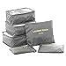 6 Set Packing Cubes,Travel Luggage Organizer-3 Travel Cubes + 3 Pouches (Grey)