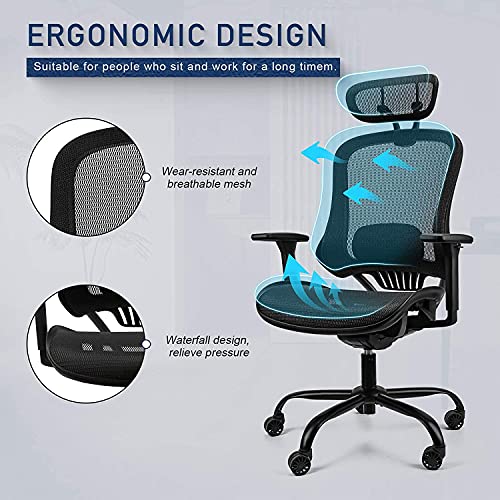 Ergousit Ergonomic Mesh Office Chair, High Back Desk Chair with Adjustable Height, Backrest and