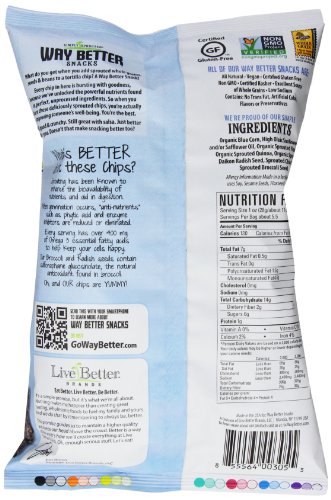 Way Better Snacks Tortilla Chips, Blue No Salt Added, 5.5 Ounce (Pack of 12)